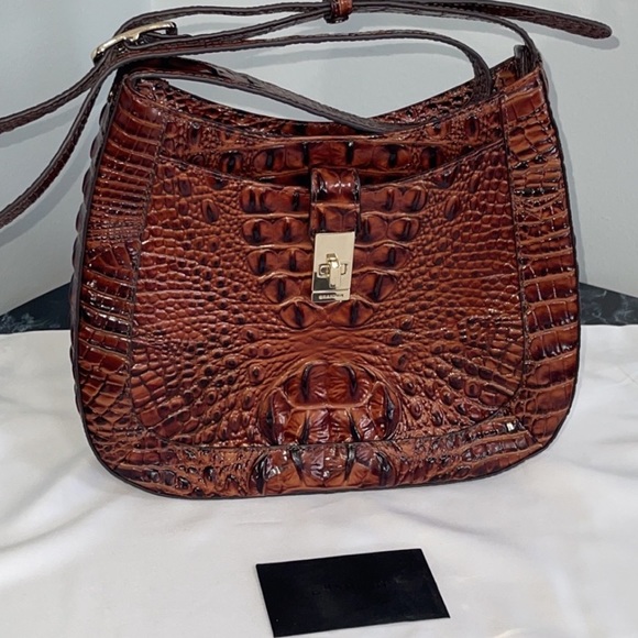 Women’s Bag BRAHMIN Melbourne Leather Pecan Johanna Brown Crossbody AUTHENTIC - Picture 9 of 14